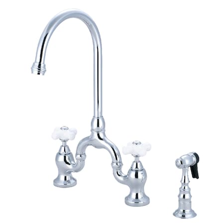 Kingston Brass KS7791PXBS Bridge Kitchen Faucet with Brass Sprayer, Polished Chrome KS7791PXBS